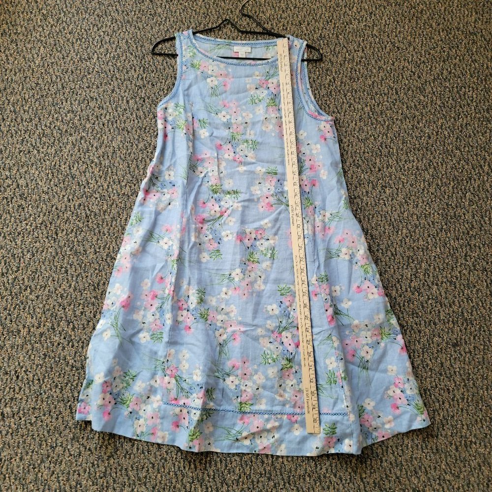 Gorgeous J. Jill Baby Blue Pink Floral Linen Dress Size Small - Picture 8 of 16